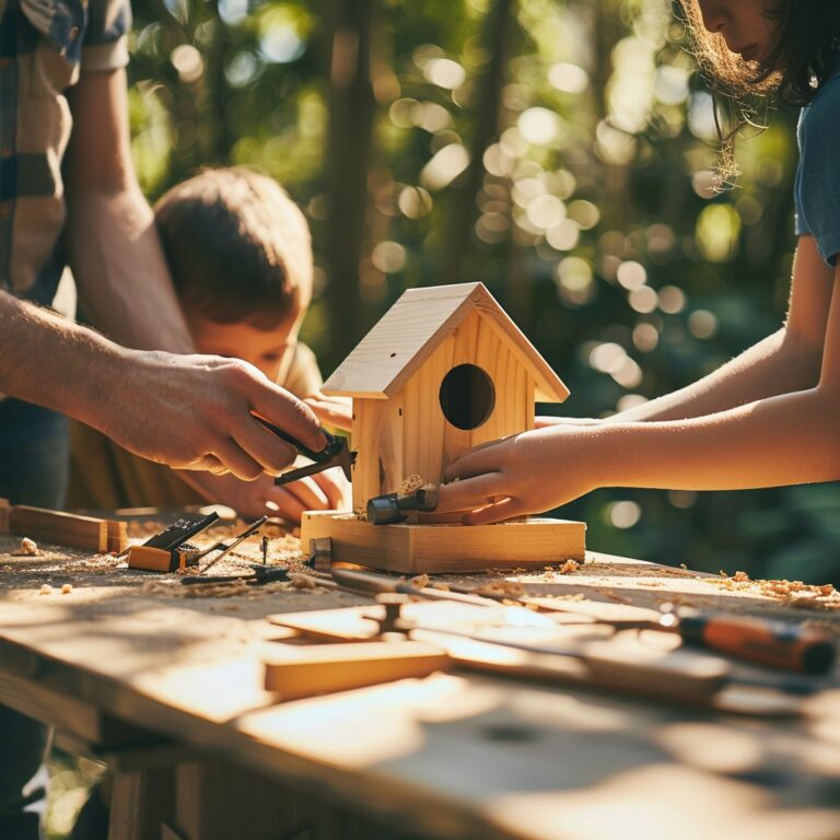 Familienzeit mit Hammer und Nagel